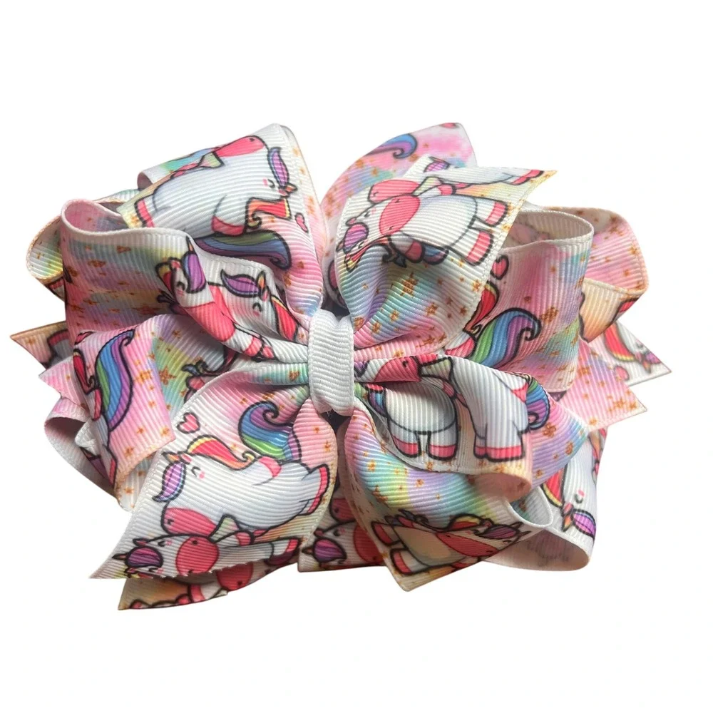 Unicorn HairBow Double Stack 5